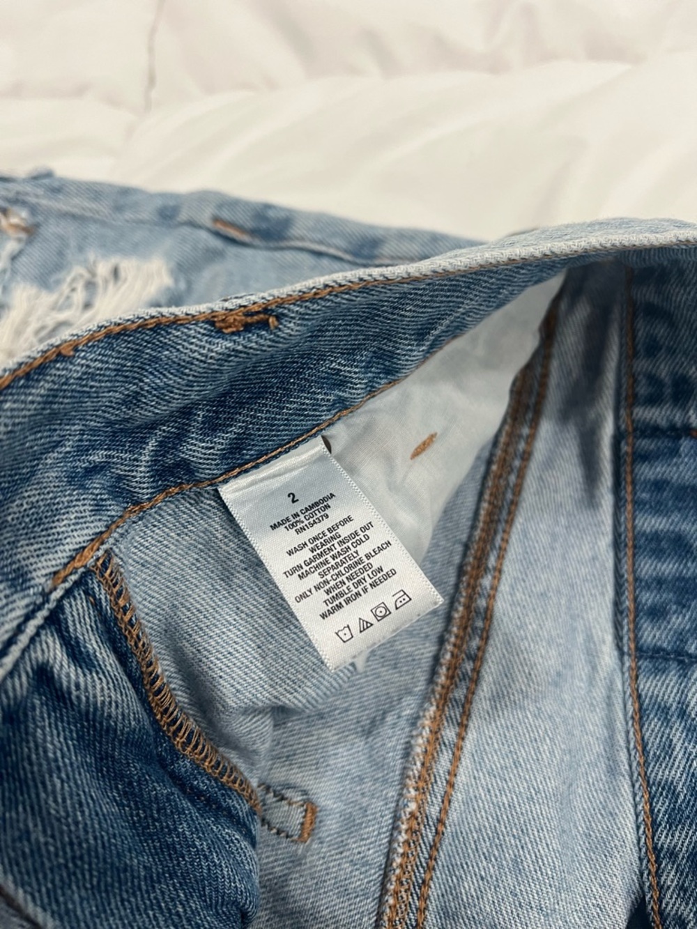 Aeropostale Light Blue Distressed Mom Denim Shorts - Picture 7 of 7